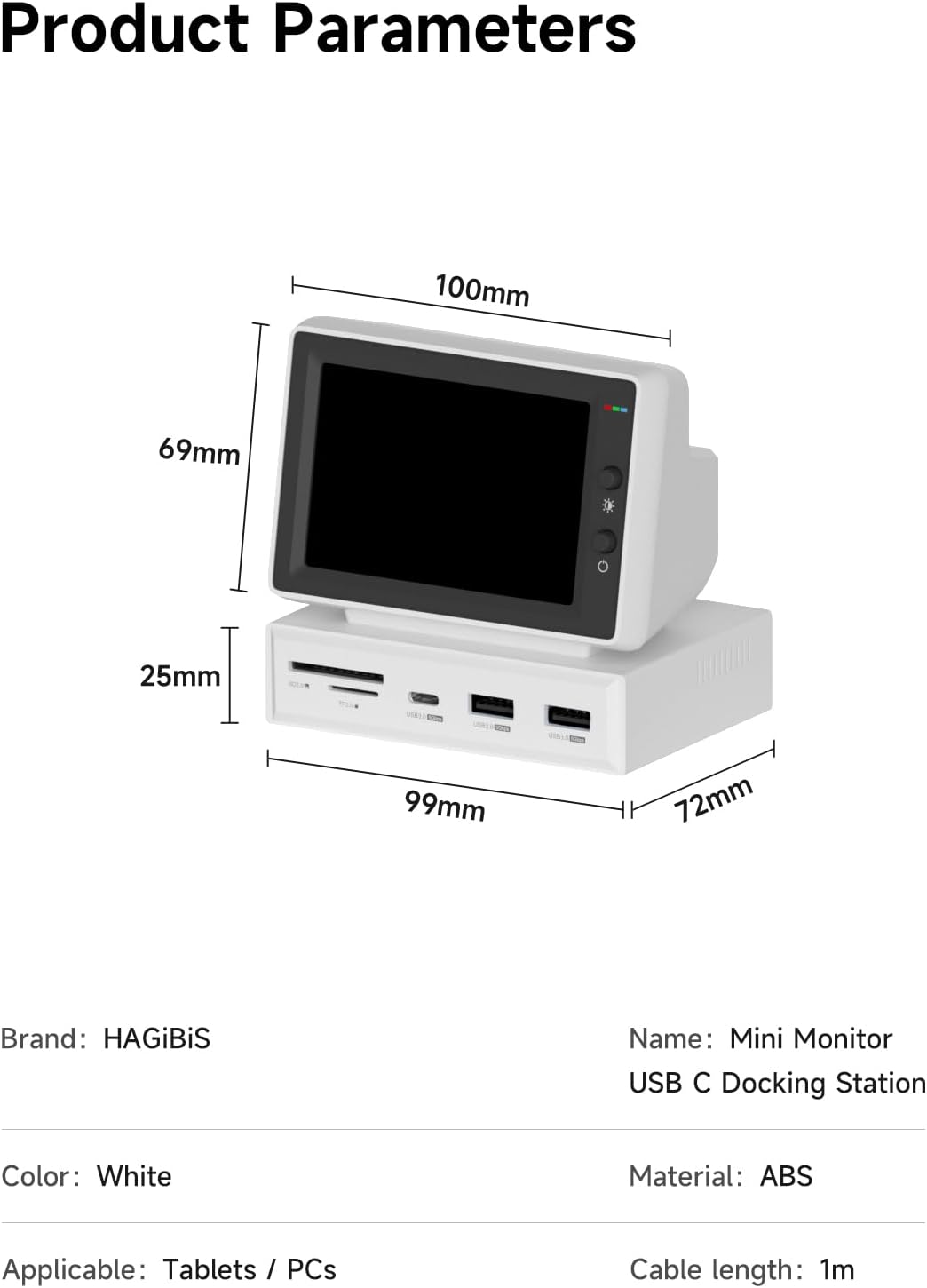 3.5-inch IPS USB Mini Screen with USB-C Hub