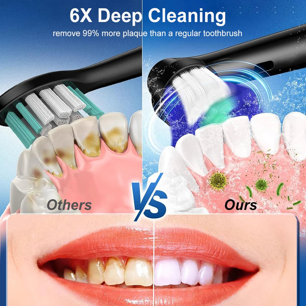Rechargeable Rotating Electric Toothbrush – 8 Heads + Travel Case