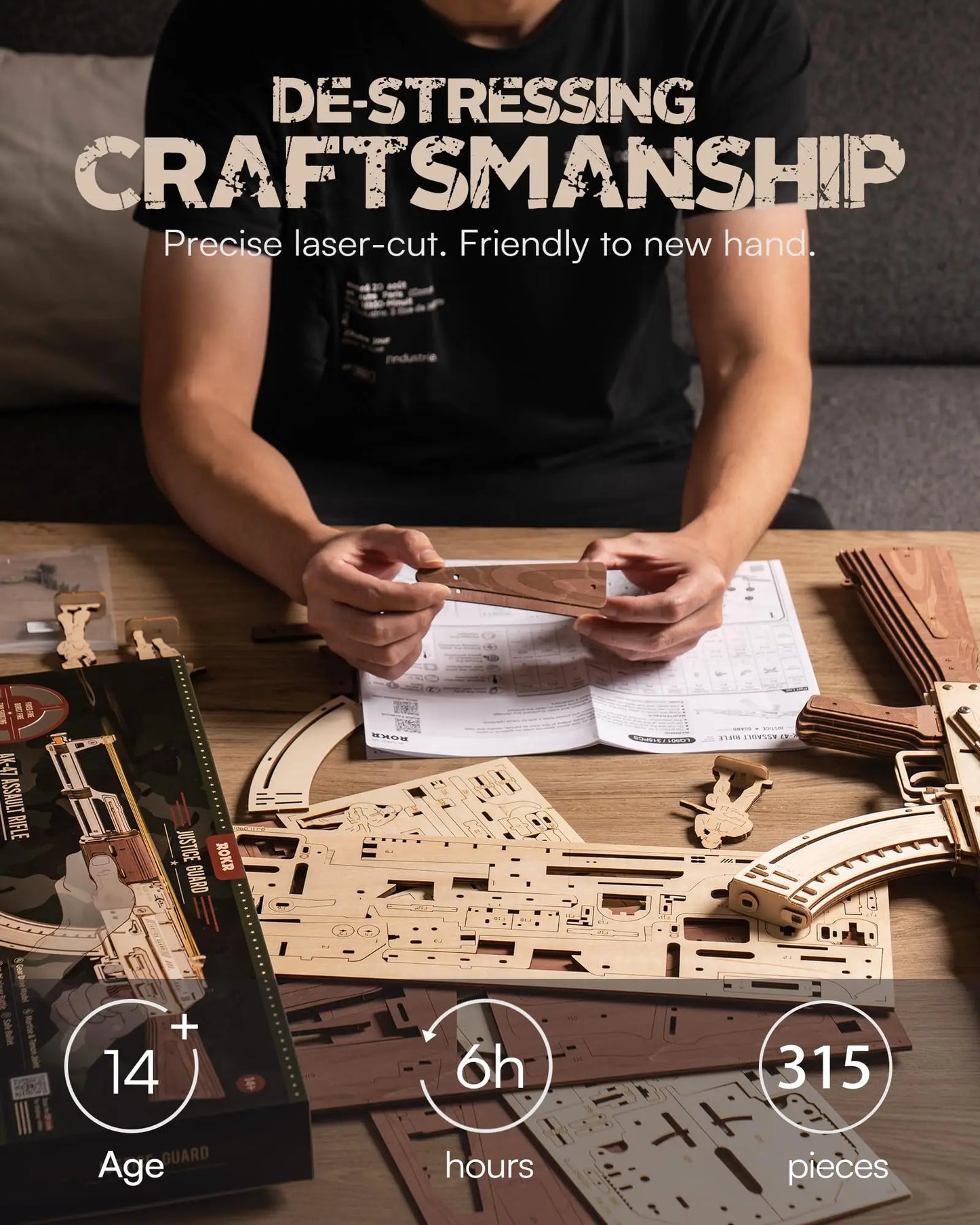 Robotime AK-47 Wooden 3D Puzzle Gun β DIY Mechanical Rifle Model