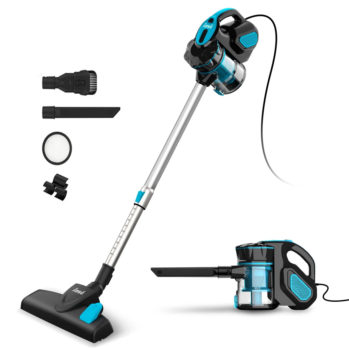 INSE I5 Corded Stick Vacuum β 18KPa Suction, 600W for Hard Floors & Pet Hair