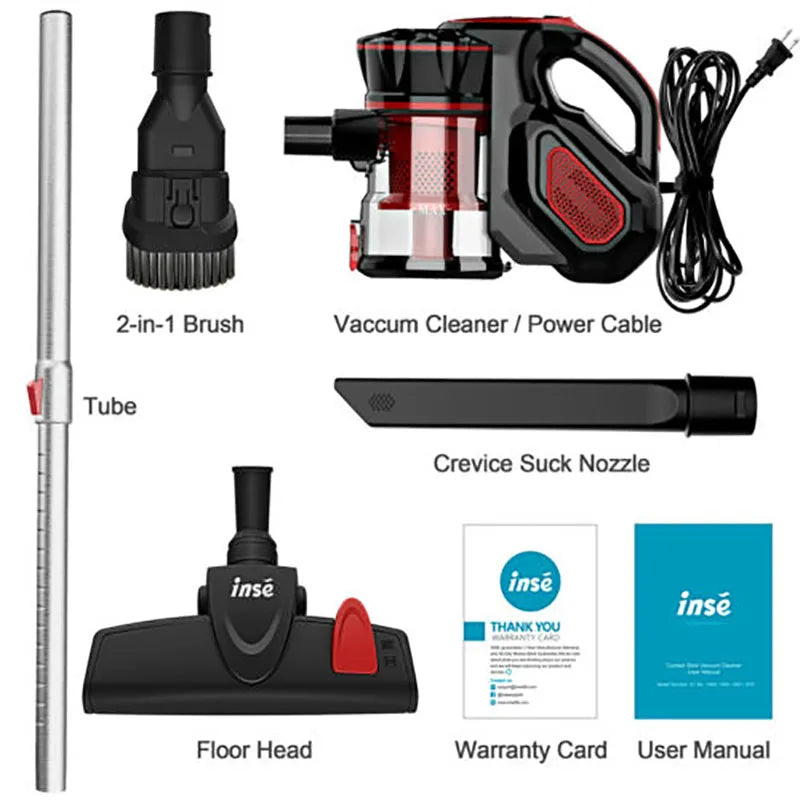 INSE I5 Corded Stick Vacuum β 18KPa Suction, 600W for Hard Floors & Pet Hair