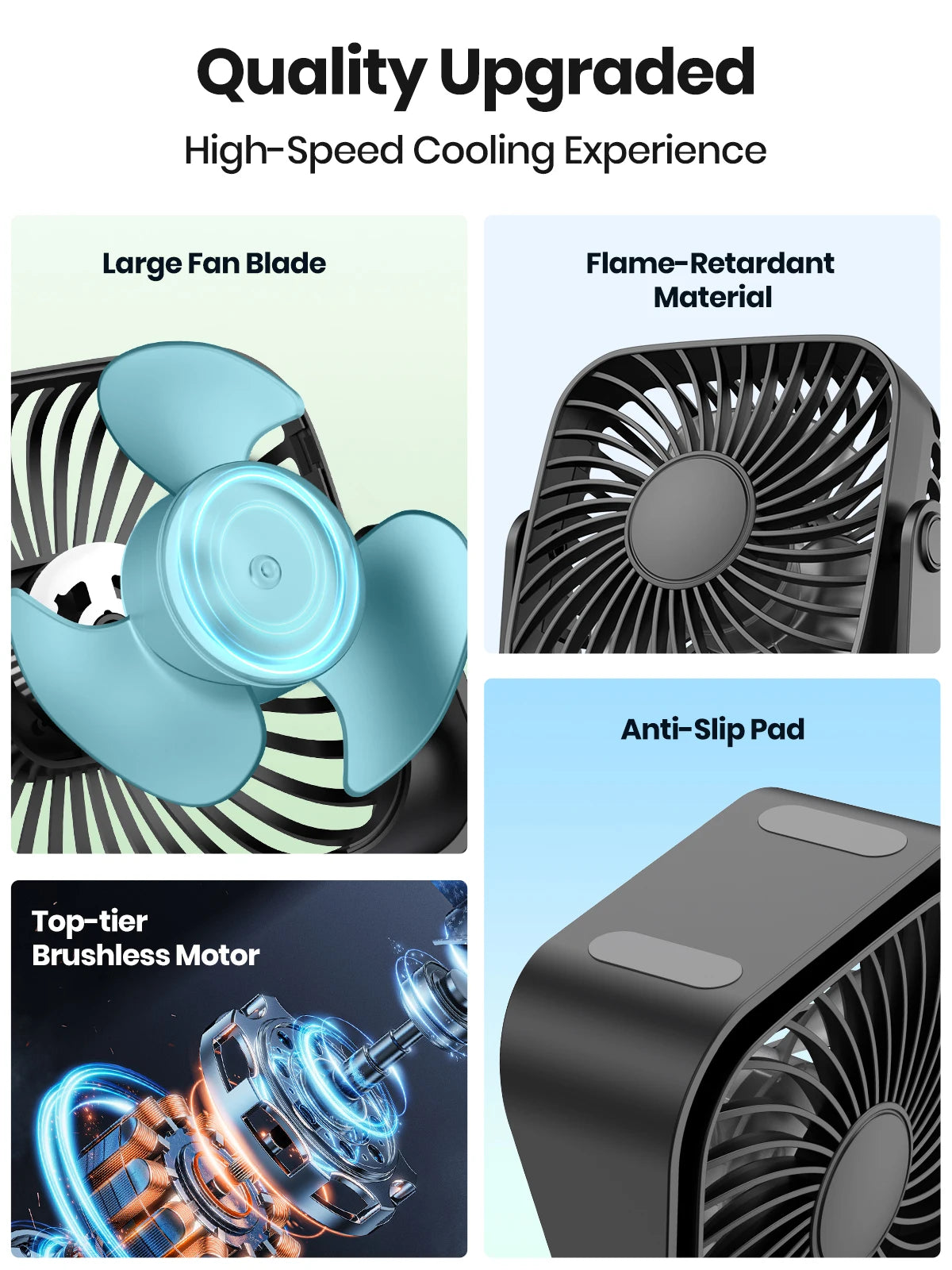 TOPK Mini USB Desk Fan β 4" Quiet 3-Speed with 360Β° Rotation