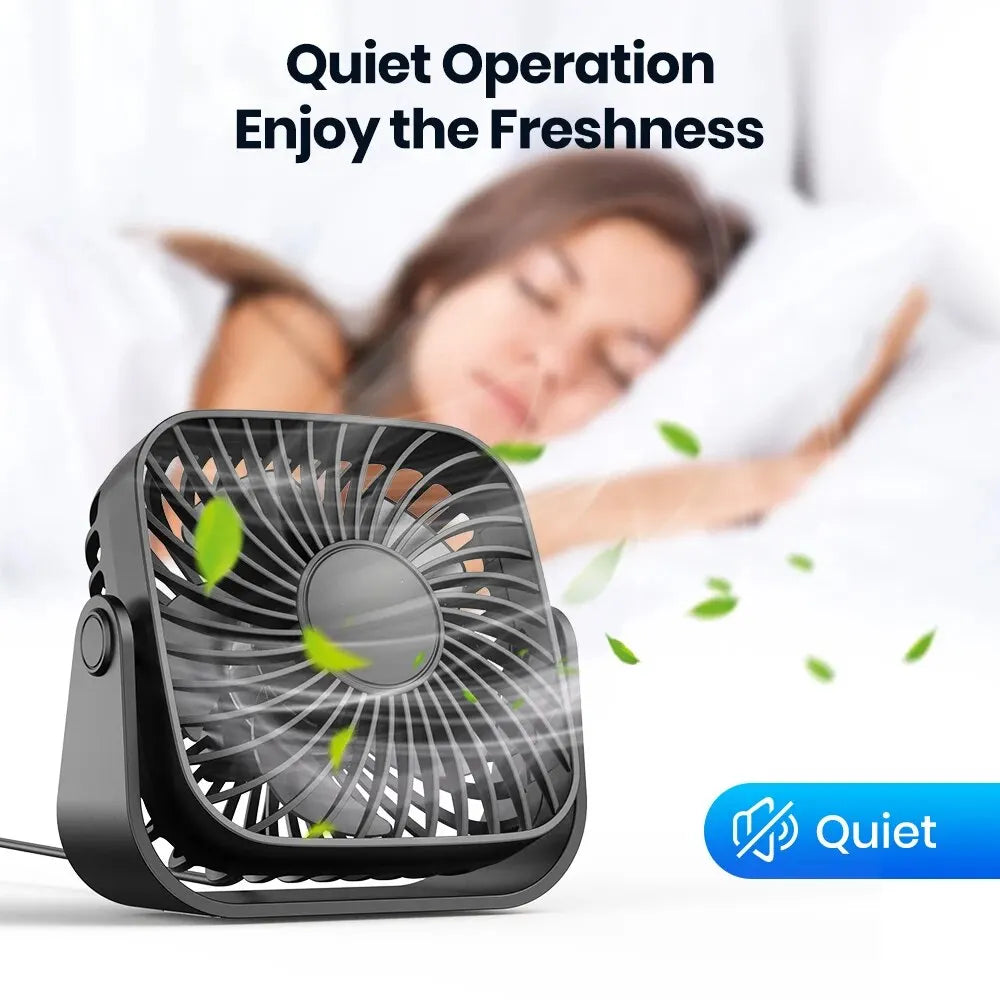 TOPK Mini USB Desk Fan β 4" Quiet 3-Speed with 360Β° Rotation