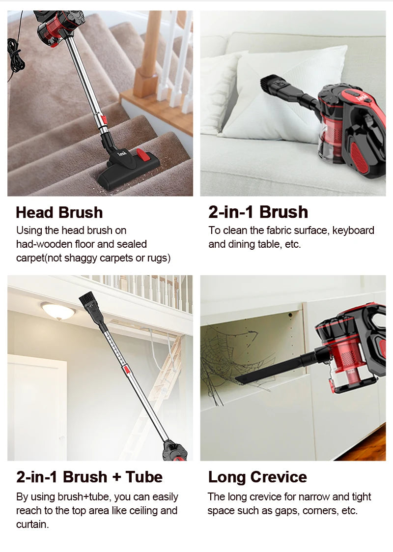 INSE I5 Corded Stick Vacuum β 18KPa Suction, 600W for Hard Floors & Pet Hair