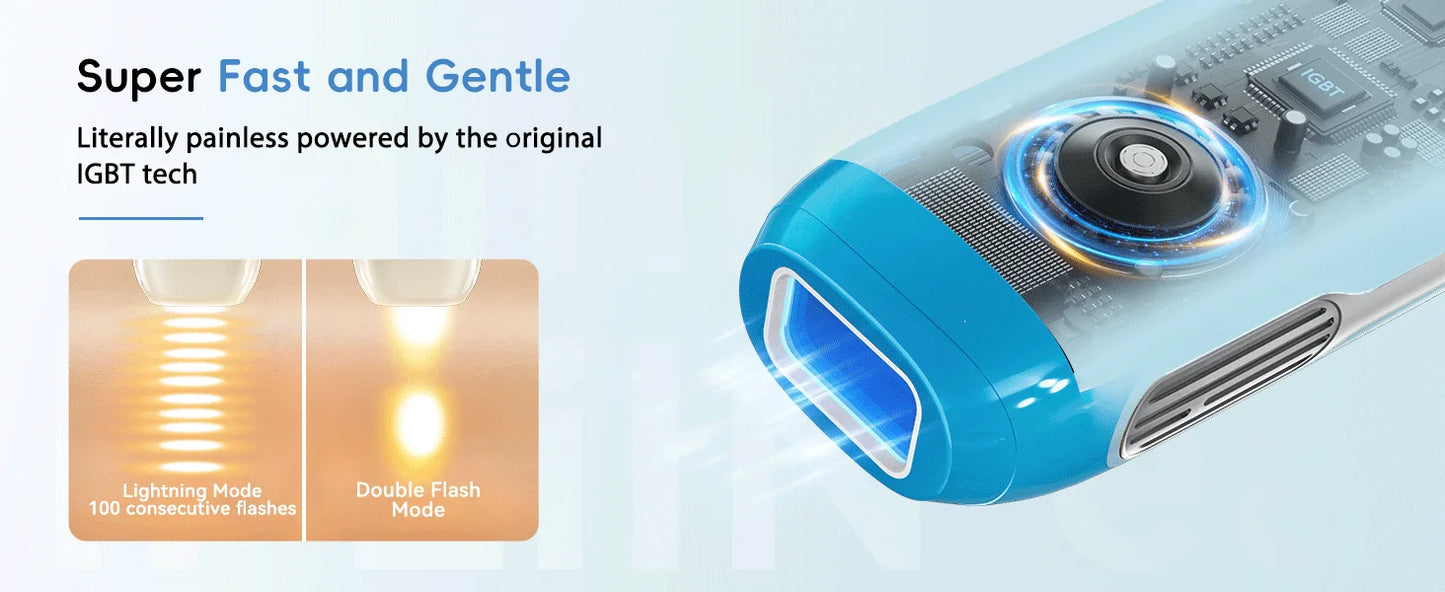 IPL Laser Hair Removal – 22J, Unlimited Flashes, 5.2cm² Window