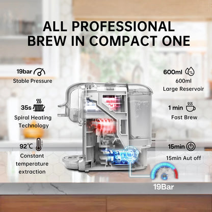 HiBREW 5-in-1 Capsule Coffee Machine – 20 Bar Pressure, Hot & Cold Brew