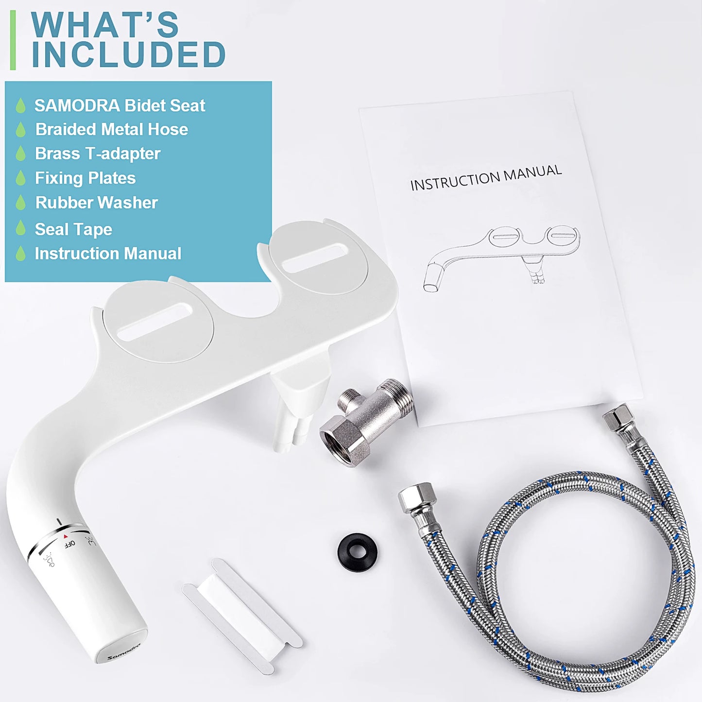 SAMODRA Ultra-Slim Bidet Attachment – Dual Nozzle, Non-Electric