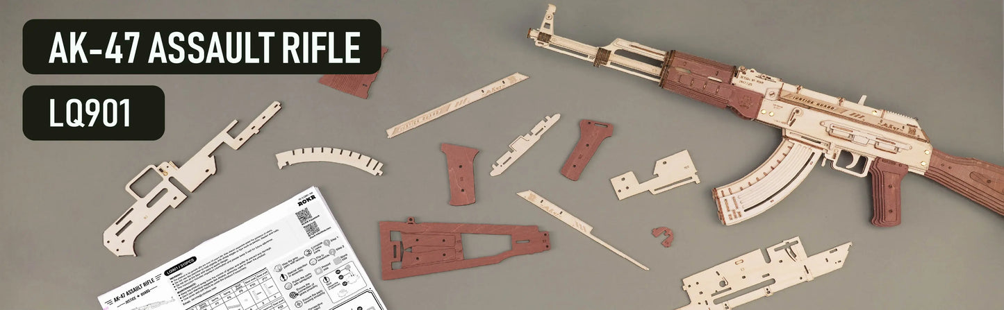 Robotime AK-47 Wooden 3D Puzzle Gun – DIY Mechanical Rifle Model