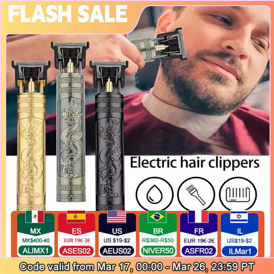 Vintage T9 Hair Clipper – Rechargeable Dragon Buddha Trimmer