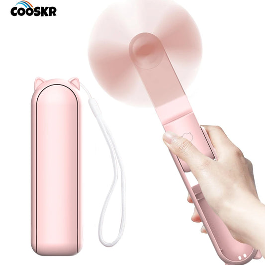 Mini Foldable Handheld Fan – 2000mAh with Power Bank