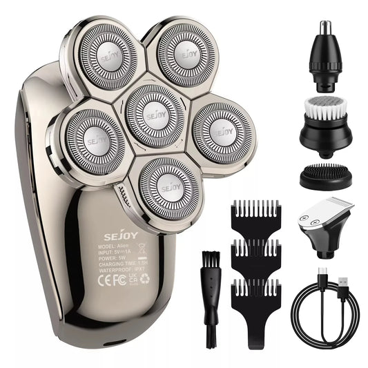 SEJOY 5-in-1 Electric Head Shaver – Bald Razor & Grooming Kit for Men
