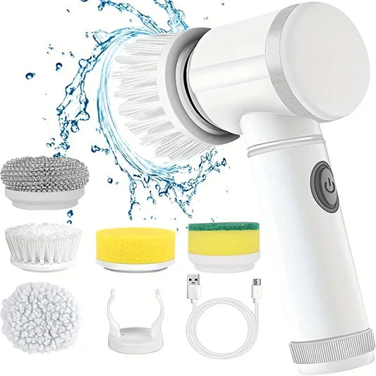 Cordless Electric Spin Scrubber – 5 Brush Heads Included