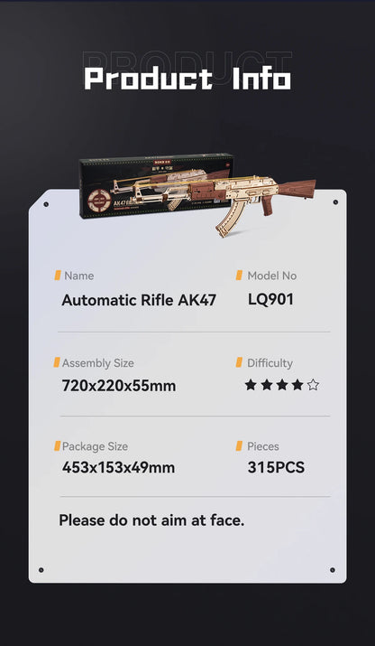 Robotime AK-47 Wooden 3D Puzzle Gun – DIY Mechanical Rifle Model