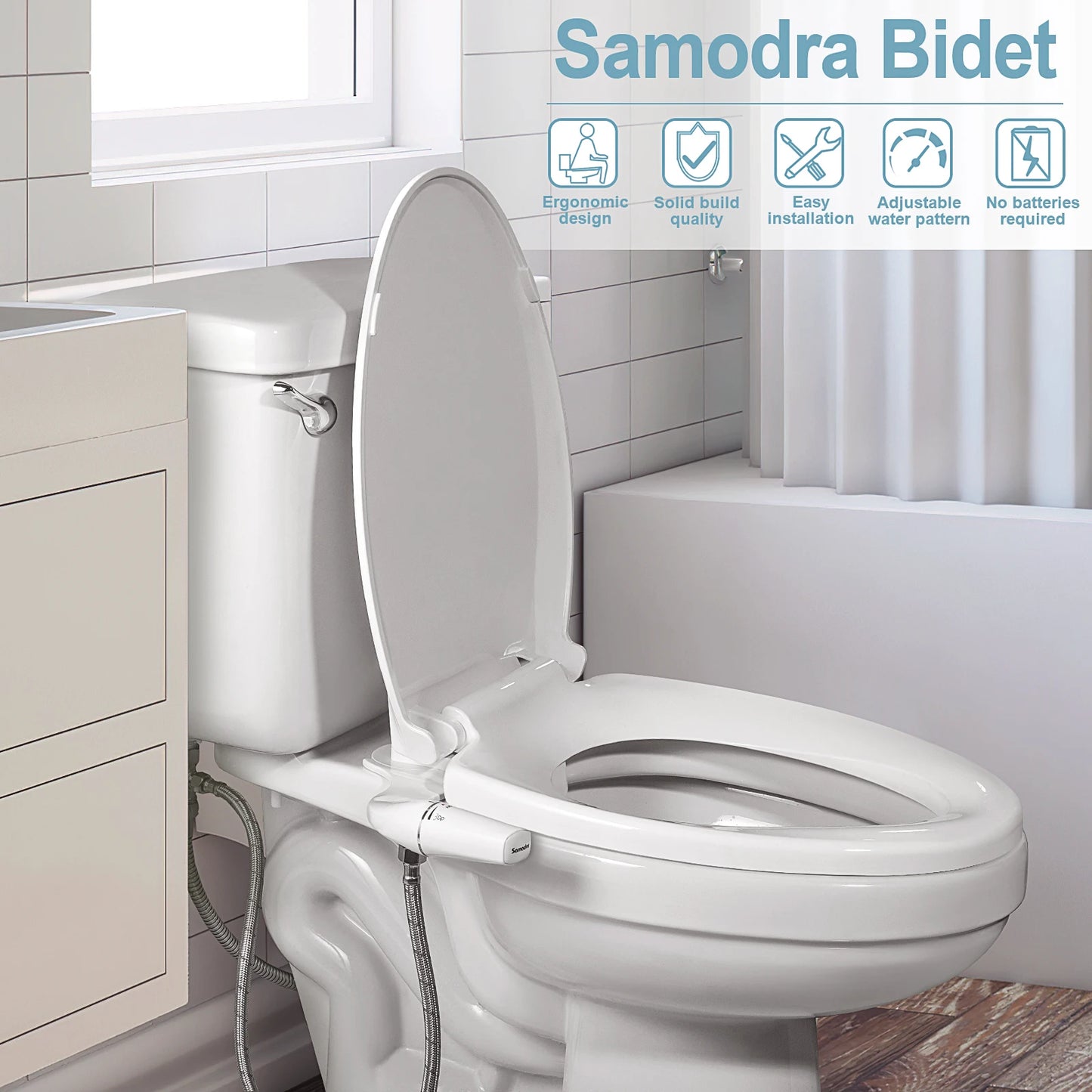 SAMODRA Ultra-Slim Bidet Attachment – Dual Nozzle, Non-Electric