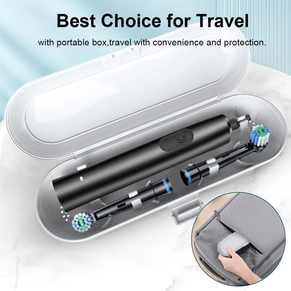 Rechargeable Rotating Electric Toothbrush – 8 Heads + Travel Case