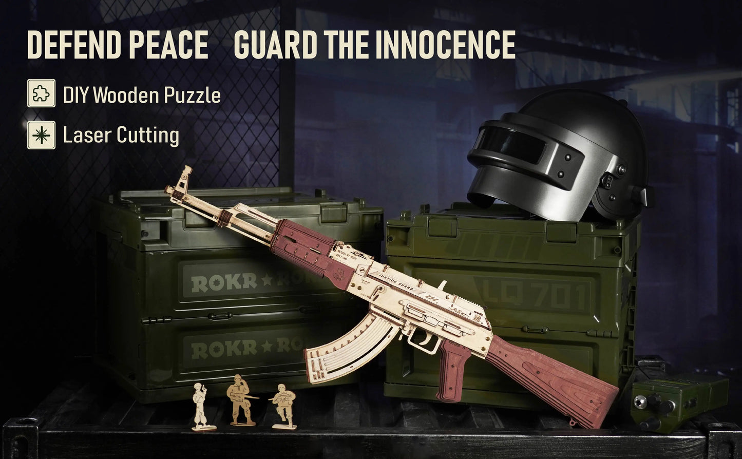 Robotime AK-47 Wooden 3D Puzzle Gun – DIY Mechanical Rifle Model