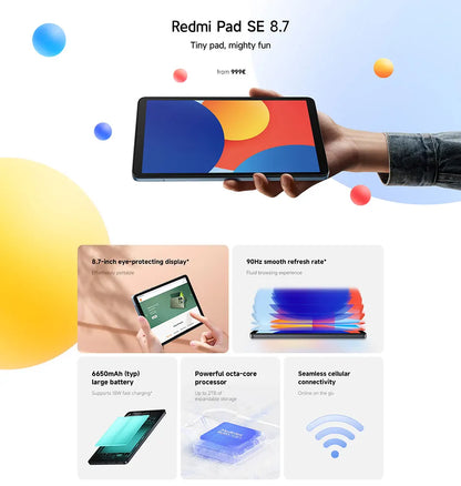 Xiaomi Redmi Pad SE 8.7" Global – Helio G85, 90Hz, 128GB Tablet