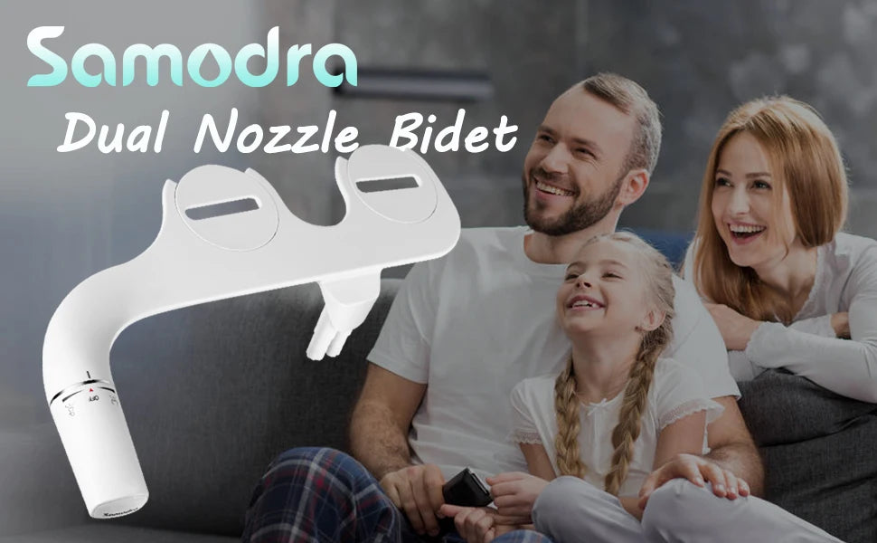 SAMODRA Ultra-Slim Bidet Attachment – Dual Nozzle, Non-Electric