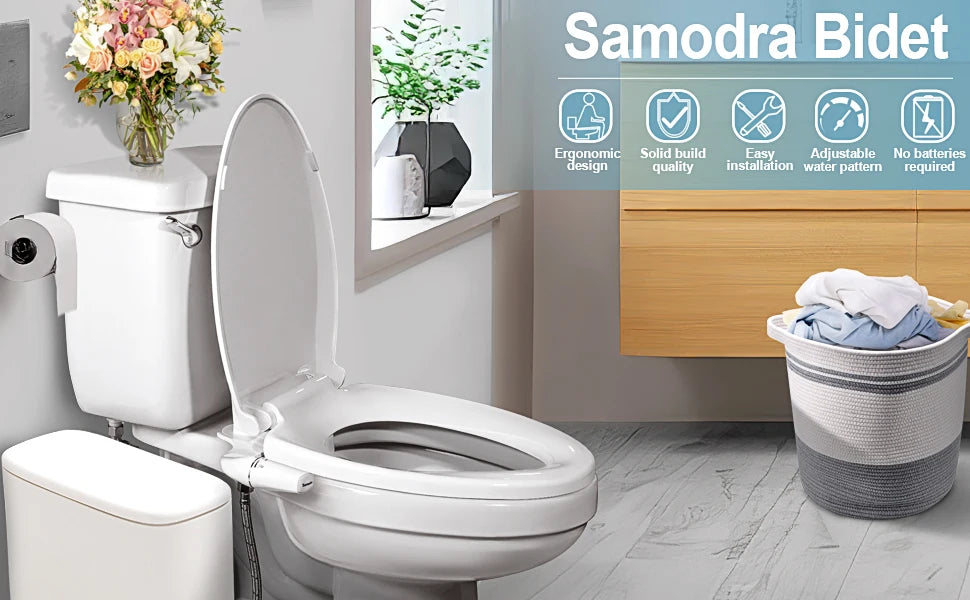 SAMODRA Ultra-Slim Bidet Attachment – Dual Nozzle, Non-Electric